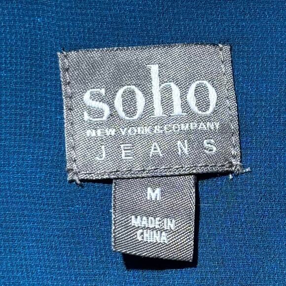 New York & Company Soho Teal Polka Dot Sheer V-Neck Blouse Size M - Picture 3 of 11